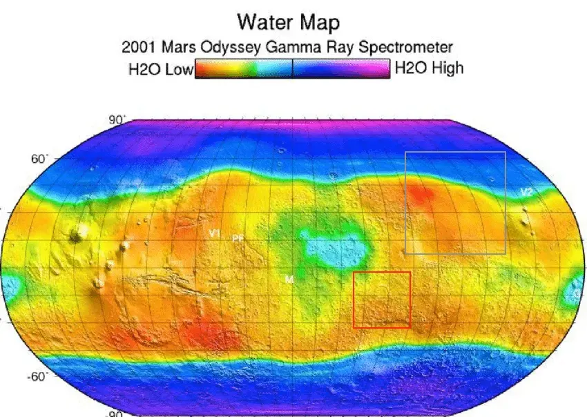 Mars Water Ice Map